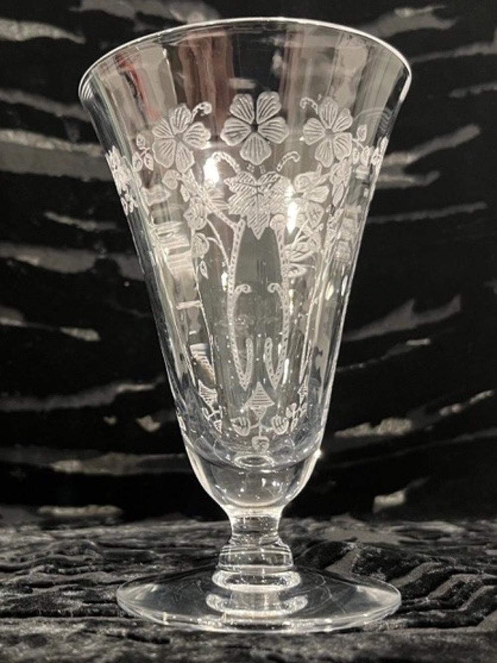 Morgantown Baden Etched Goblet Vintage Art Deco Depression Era‎  EUC